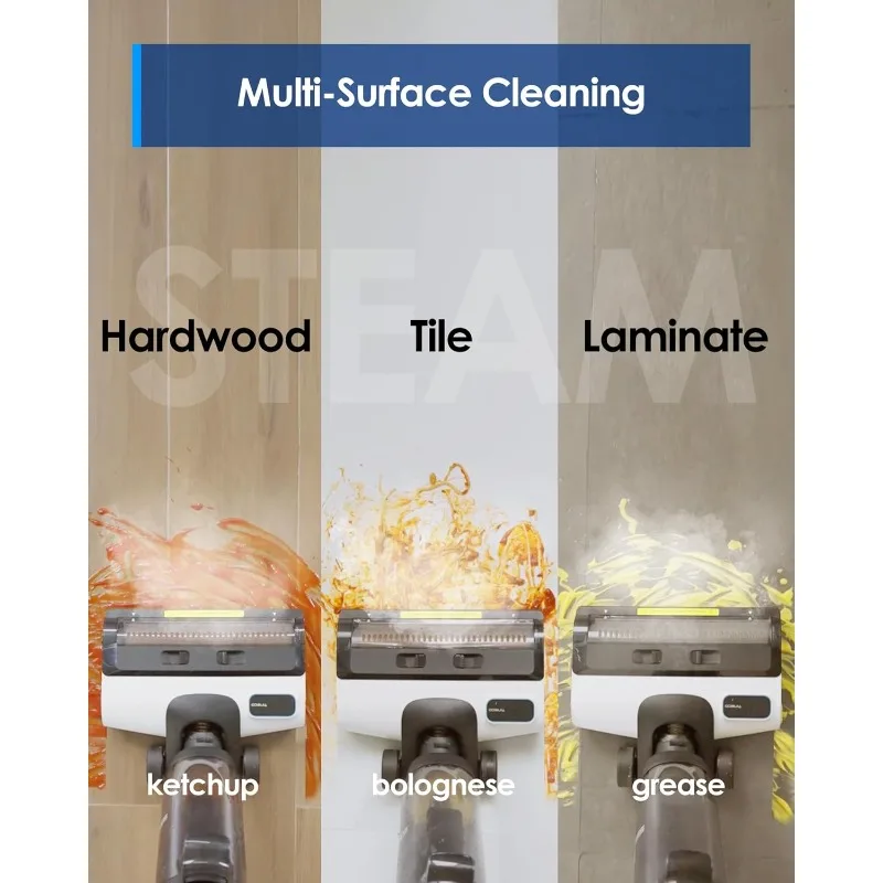 IFLOOR 5 Aspiradora en seco y húmedo con cable de vapor todo en uno, fregona de vapor, limpiador de pisos de madera dura, ideal para maletas adhesivas, 248 ℉   Alta temperatura