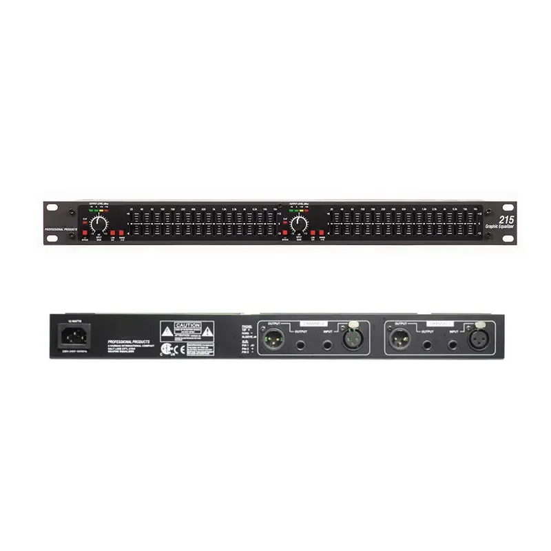 

2026 TZT-215 2-channel 15 Band Equalizer Professional Graphic Equalizer (Black Panel) with XLR and TRS