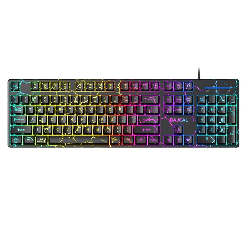 Bajeal K55 Juego Teclado mecánico con teclas flotantes de grietas brillantes para escritorio y computadora portátil