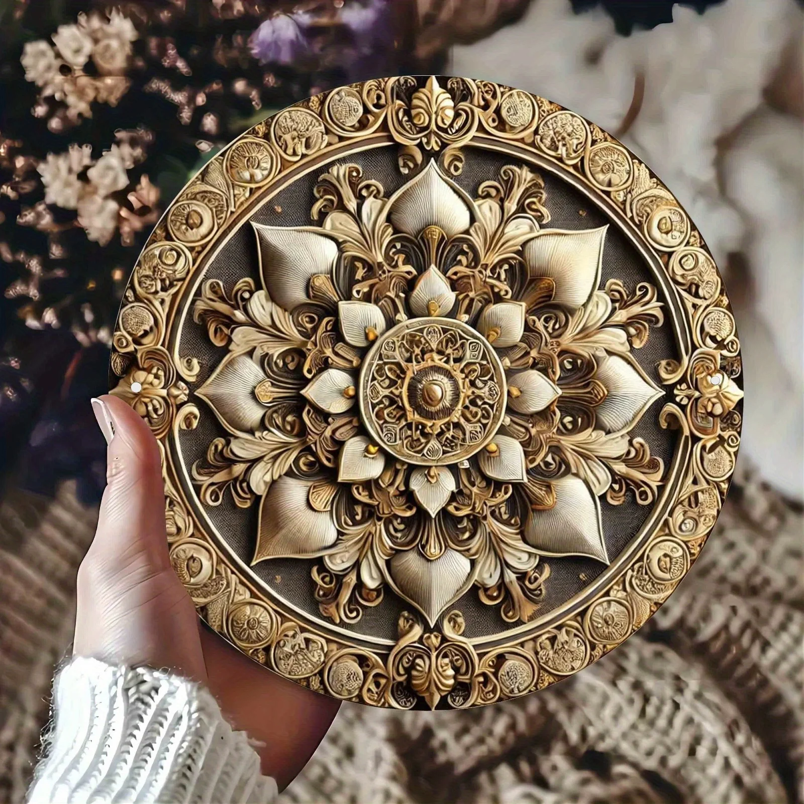 Luxury Mandala Wall Art - Aluminum Foil Engraved Round Artwork for Home, Bedroom, Living Room, Cafe Decor - Image 4