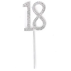 16 18 20 25 30 40 50 60th Rhinestone Cake Toppers For Birthday Wedding Anniversary Decor Cupcake Picks Festive Party Supplies