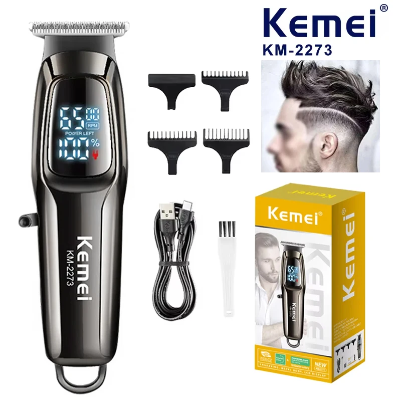 

Kemei KM-2273 New Design Hair Clipper Rechargeable Electric Hair Trimmer Fast Charging Haircut Clipper with LCD Display