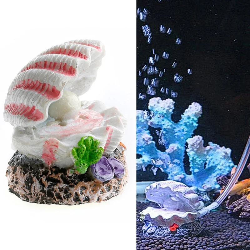 Shell Pearl & Air Stone Aquarium Fish Tank Bubbler Shell Bubbling Ornament Decoration Ornaments