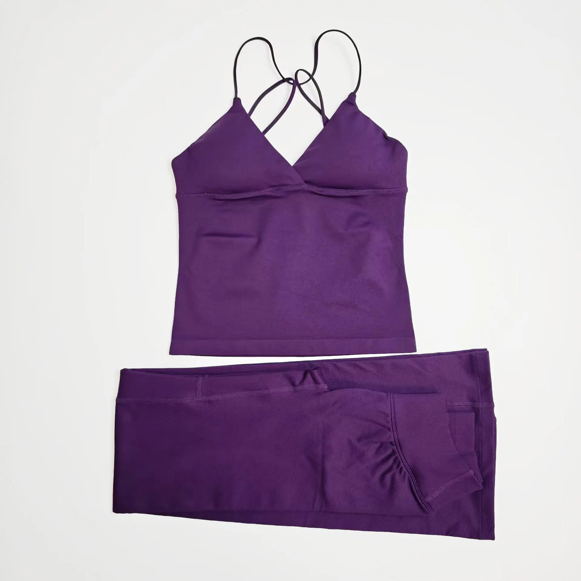 NCLAGEN Dames Sportkleding Vision Set Twist Front Longline Top + Flares 2-delig Fitnesspak Workout Running Outfit Gymkleding
