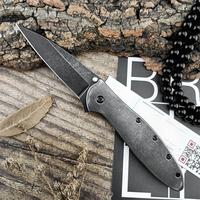 KS 1660 Ken Onion Leek Folding Knife Black Stone Washed 8C13Mov Blade 420 Steel Handle Camping Hunting Survival EDC Utility Tool