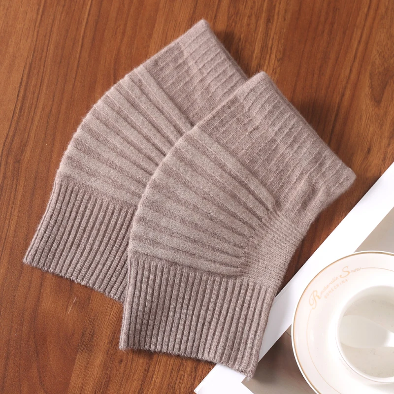 100%Pure Wool Stripe Elastic Knee Brace Winter Warm Thermal Knee Protector Sleeve  Compression Sports Knee Warmers For Women Men