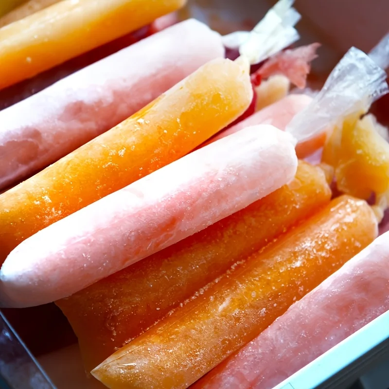 100 popsicle bags, disposable ice mold bags, self-sealing frozen dessert bags, essential for summer refrigerator storage, camping popsicle bags, cool snacks for summer parties