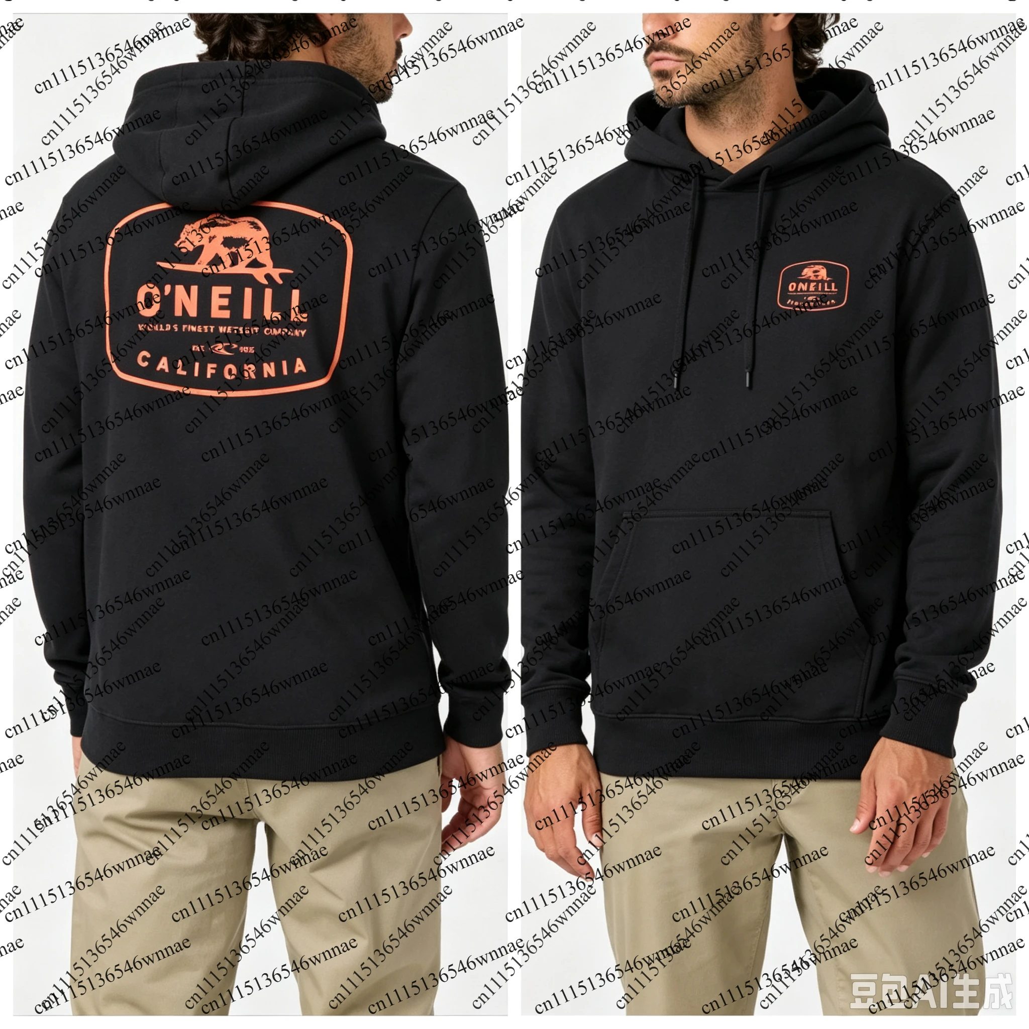Men Surf Style Hoodie Sweatshirt, Tropical Coconut Tree Bear Wave Pullover