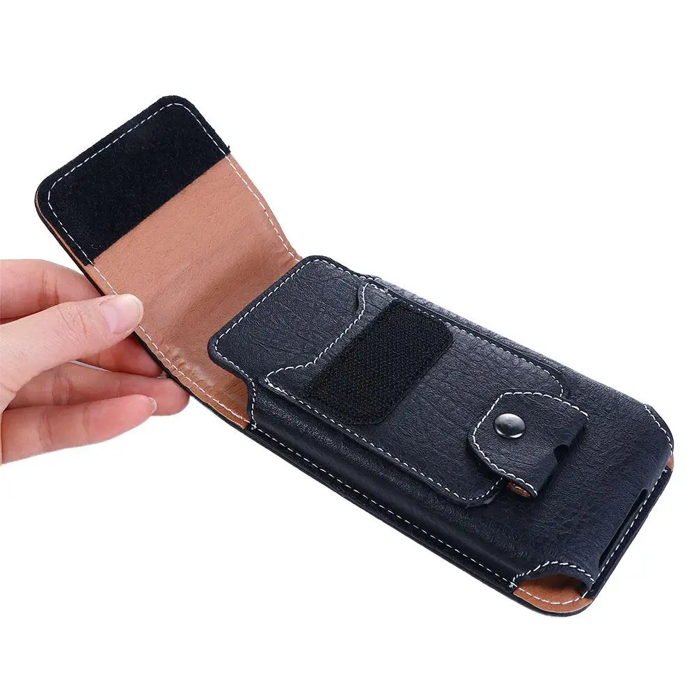 Étui multifonctionnel en cuir pour téléphone, poches à rabat, clip de ceinture, sac banane, housse de camping, porte-cartes