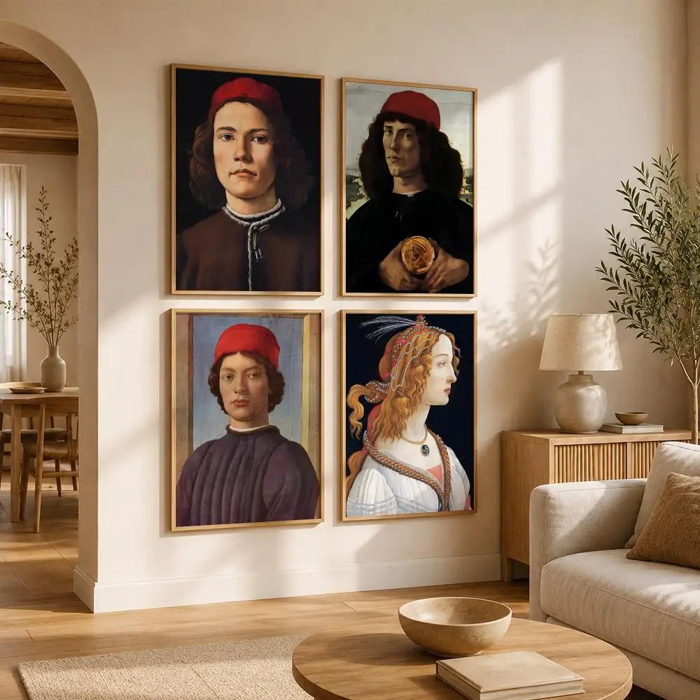 Artist Sandro Botticelli Poster Self Adhesive Bar Wall Decal Waterproof Vinyl Sticker Modern Art Wall Poster Cafe Home Decor