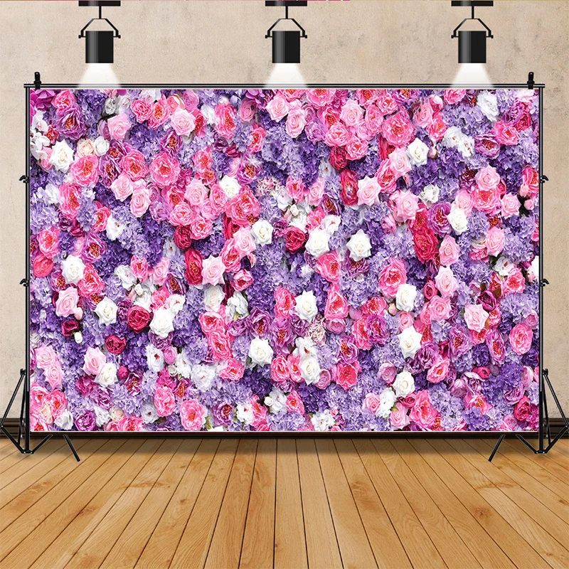 SHENGYONGBAO Valentine's Day Photography Backdrops Props Lover Rose Flower Wall Wedding Birthday Party Easter Background AL-06