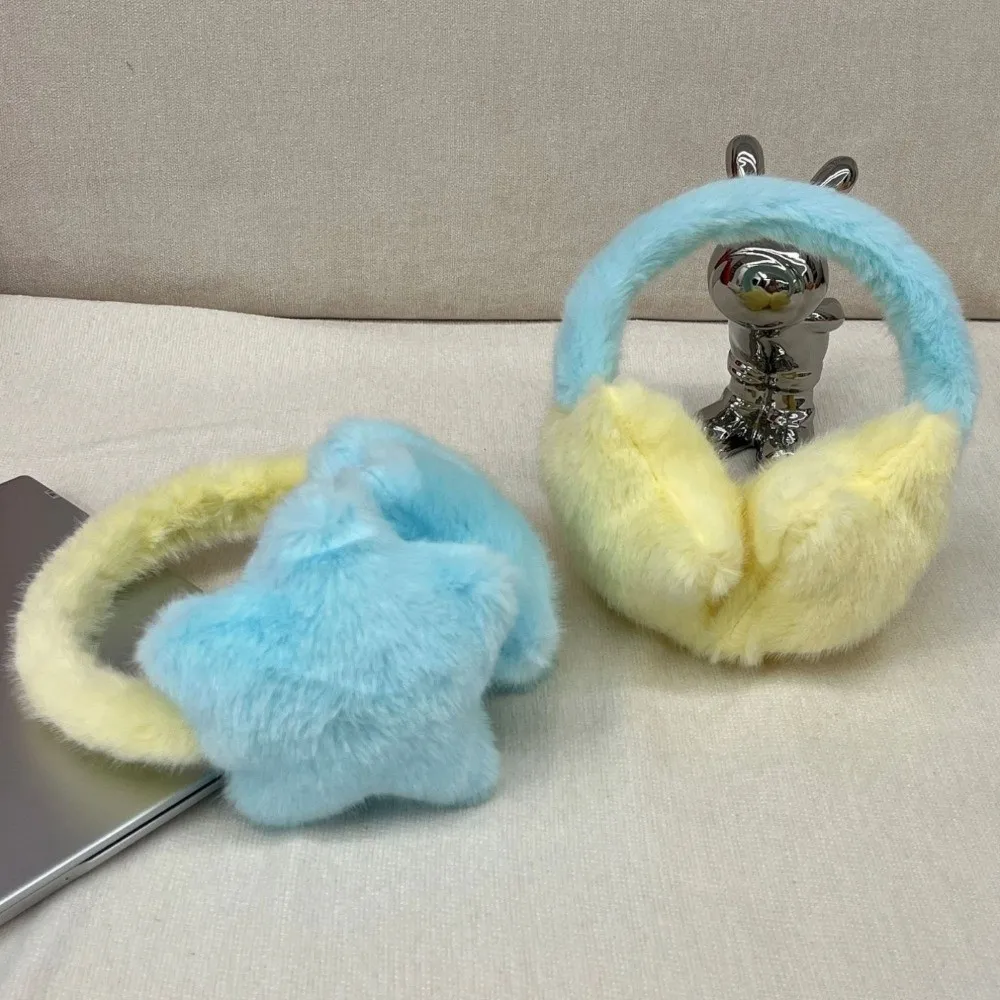 스타일리시한 별무늬 귀마개 따뜻한 대비색 푹신한 귀덮개 겨울 여성용 귀마개 추운 날씨용