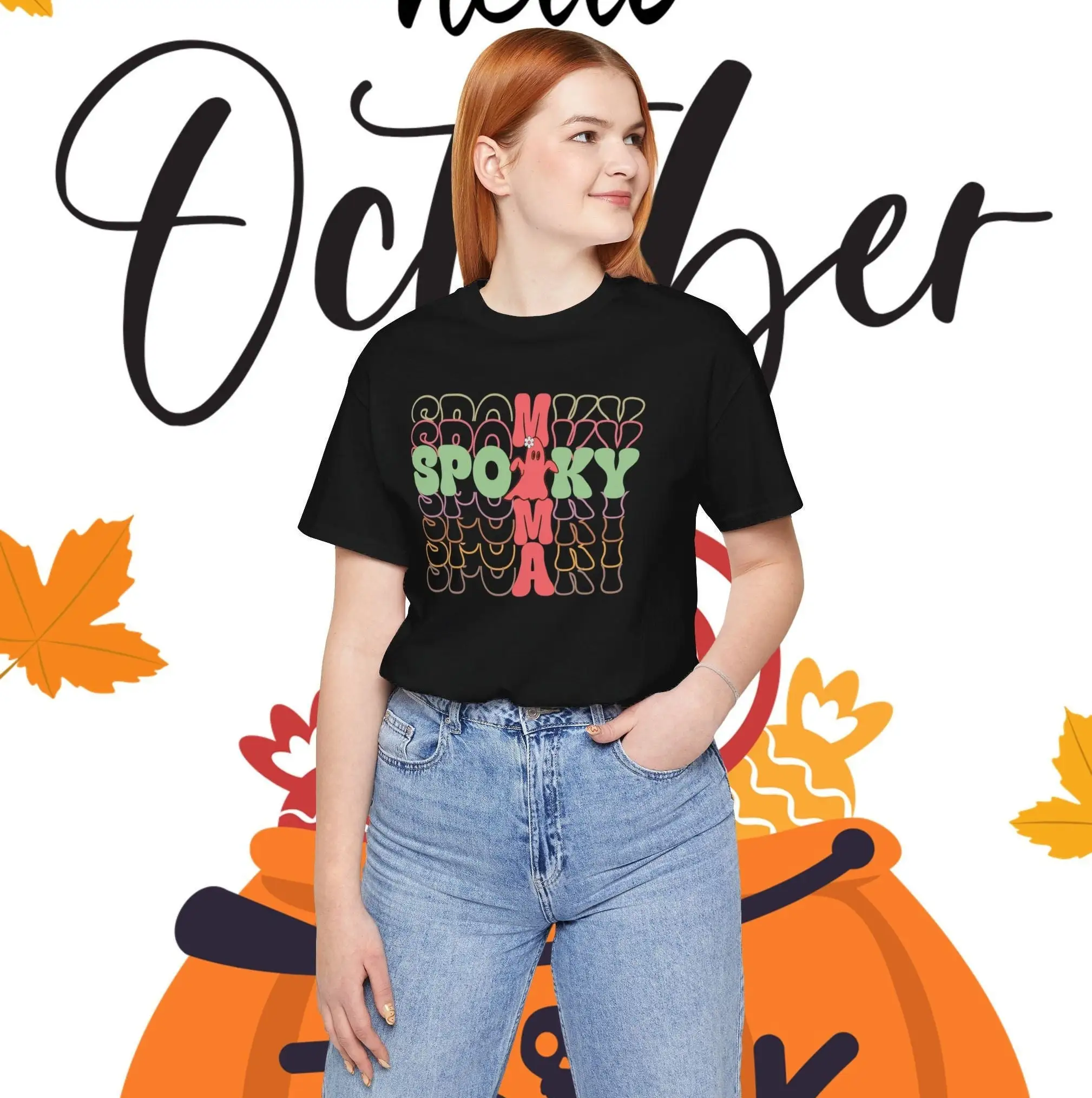 Spooky Mama T Shirt Mombie Halloween Mom Momster Cute