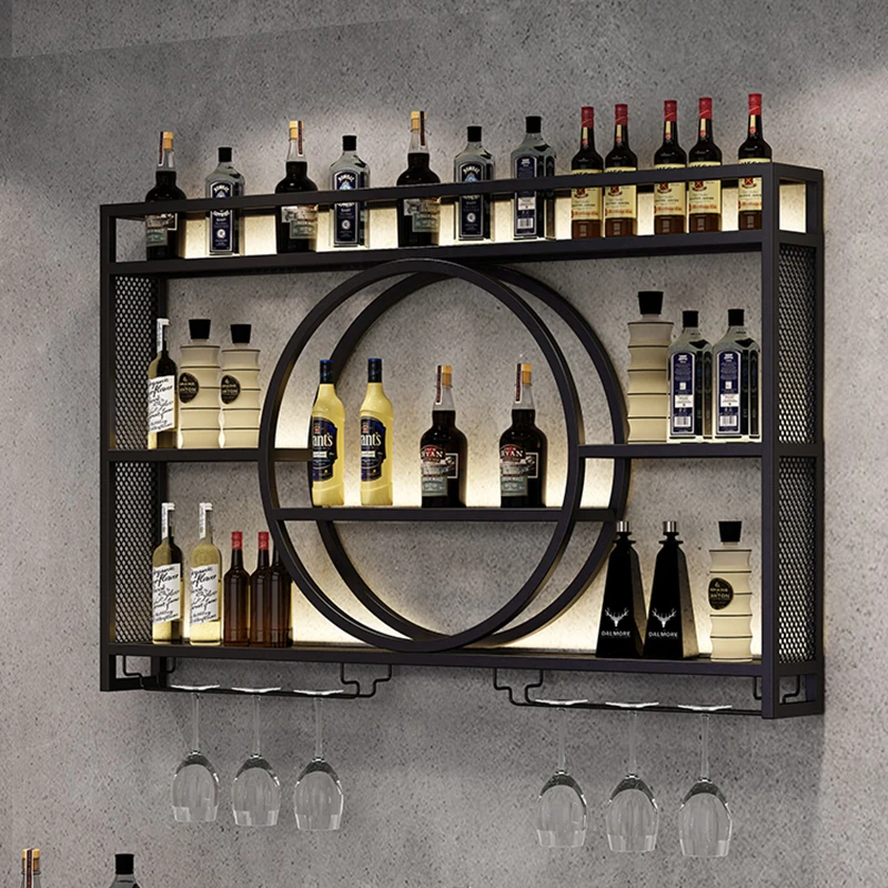 Luxe Planken Barkast Accessoires Kamer Liquor Ijzeren Whisky Elegante Vintage Wijnstandaards Display Buiten Hangend Nordic Rack