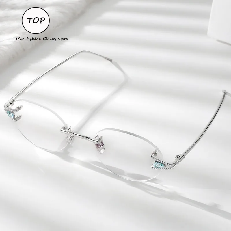 

Роскошные персонализированные женские оправы из серебра S925, деловые мужские оправы, полурамка, можно сочетаться с близорукостью