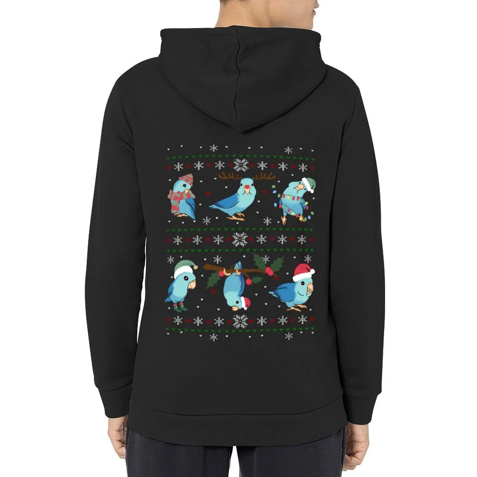 

Blue Parrotlet Ugly Christmas Hoodie men clothes men's coat men's sweat-shirt mens designer clothes japanese hoodie