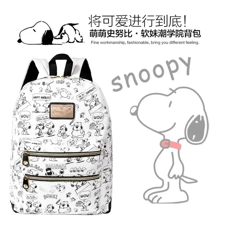 

New Anime Kawaii Cartoon Series Snoopy Pattern White Backpack Popular Women's Backpack Gift Anime Surround Gift Girl Heart