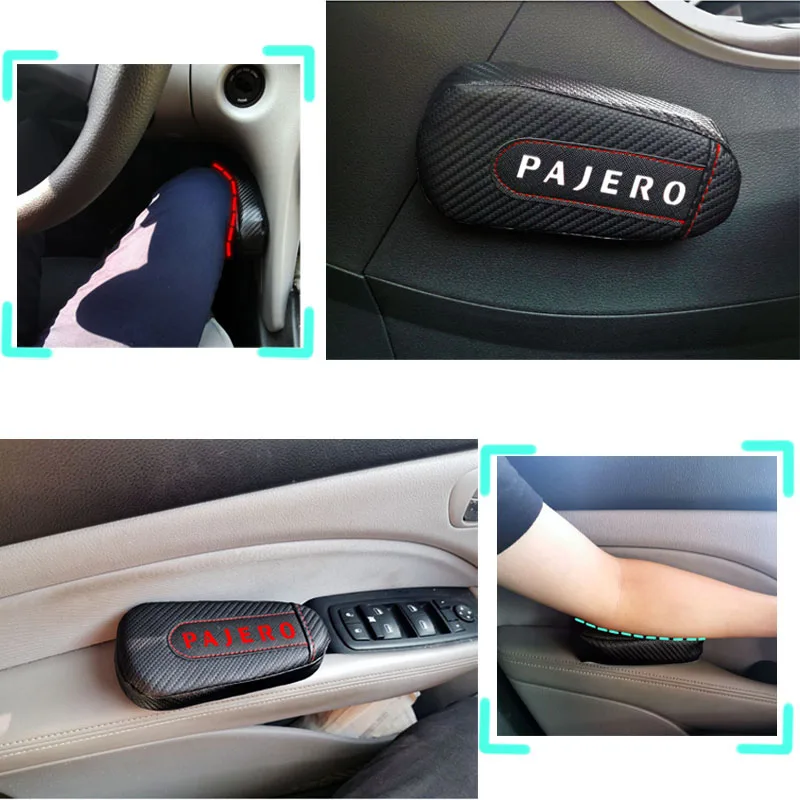 

For Mitsubishi Pajero 1pc Carbon Fiber Leather Auto Leg Cushion Knee Pad Car Door Arm Pad Car Accessories Vehicle Protective