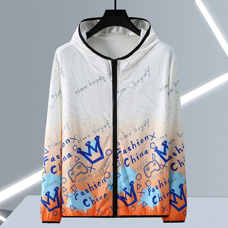 2024 Summer Thin Jacket Men Sun-protective Jackets Plus Size 11XL Fashion Casual Graffiti Gradient Design Coats Thin Clothes