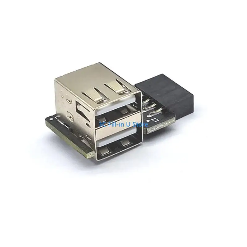 G8TA 9Pin to 2 Port USB Adapter Connector Riser Internal Motherboard 9pin Female to Dual USB2.0 Female Adapter for USB Device
