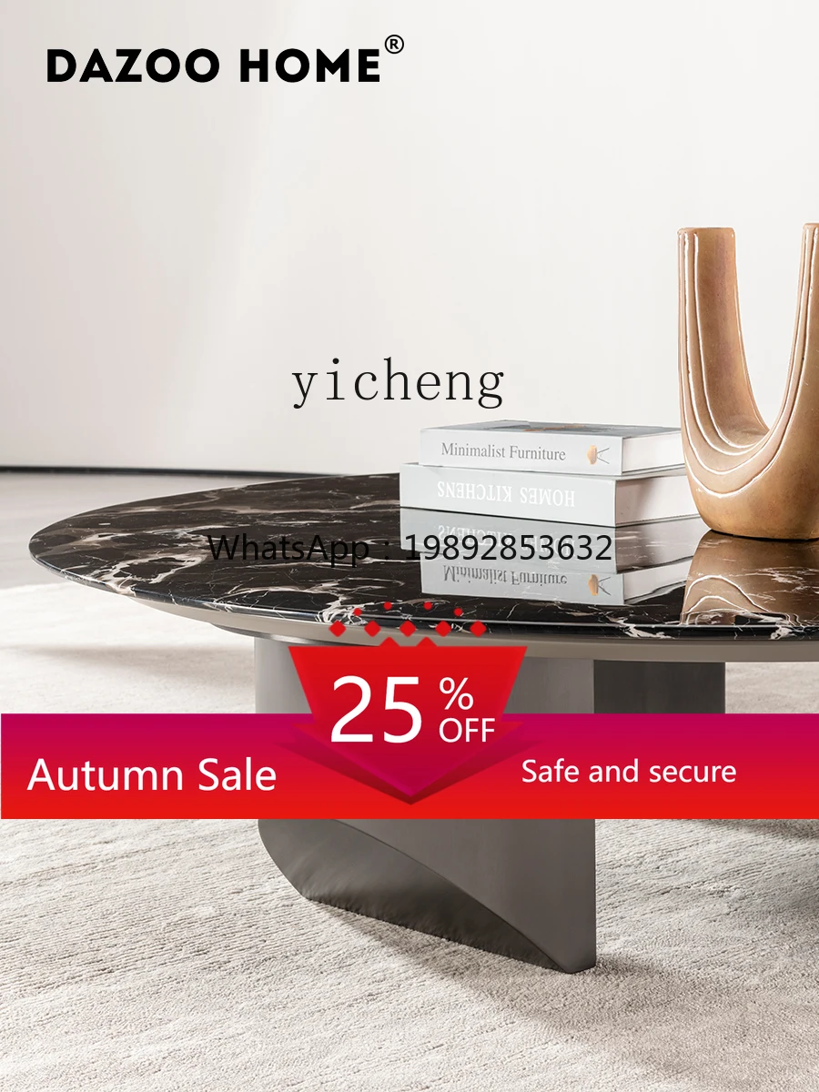 

Natural Marble Tea Table round Living Room Home Small Apartment Tea Table