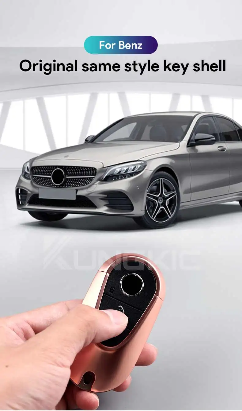 Metall Original Autoschlüsselgehäuse Silber für Mercedes Benz C-Klasse W206 W223 S350 C260 C300 S400 S450 S500 2022 2023 2024 2025 – Detail 1