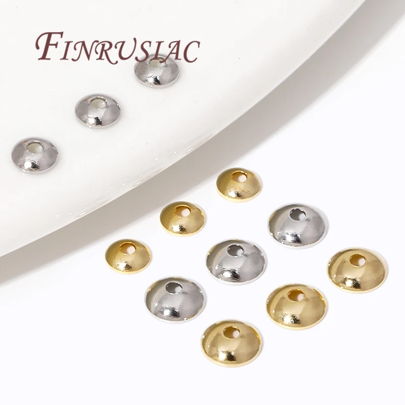 3mm 4mm 14K Gold Plated Brass Round Bead Caps For Necklace Bracelet Jewelry Making Supplies,DIY Accessories Beading Spacer Caps