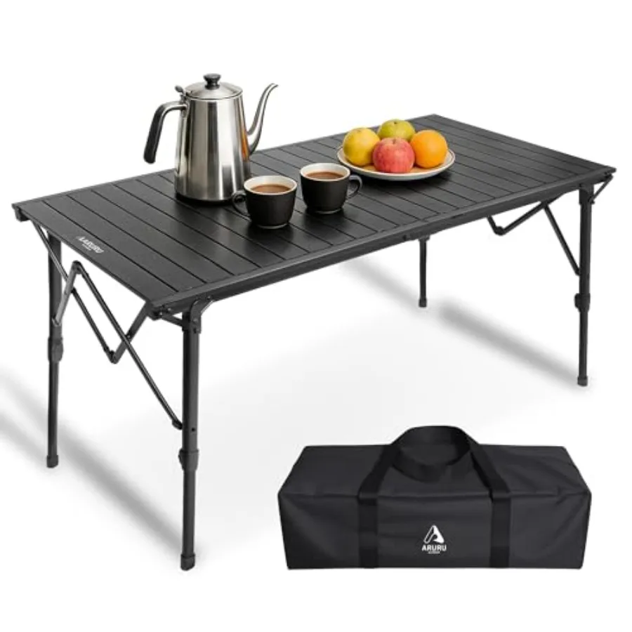 

Outdoor folding camping table for cooking, beach, BBQ, party 50 large adjustable-height heavy-duty aluminum picnic table in gra