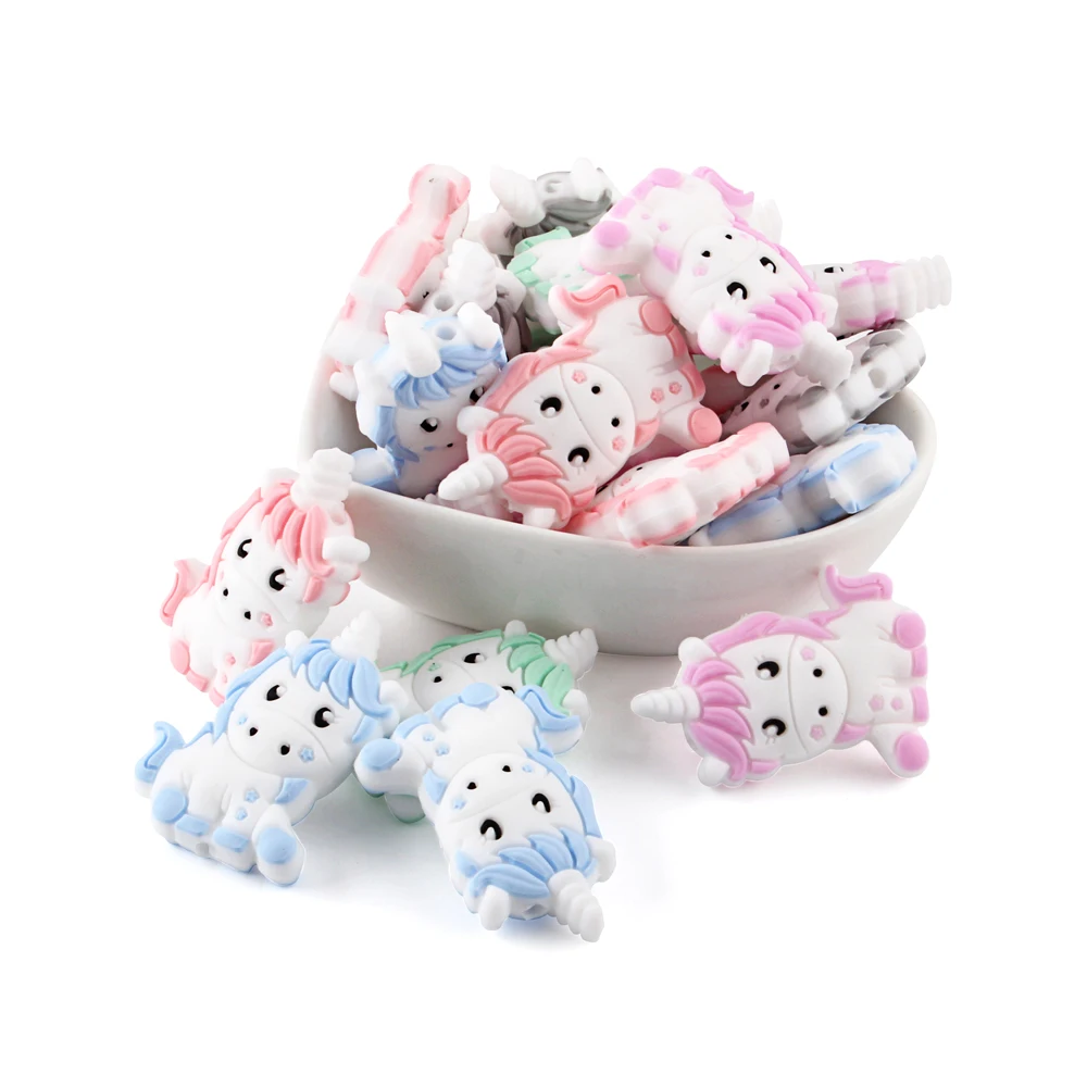 5/20/50pcs Silicone Beads Unicorn Animal Focal Beads DIY Pendant  Keychain Necklace Accessories For Jewelry Making