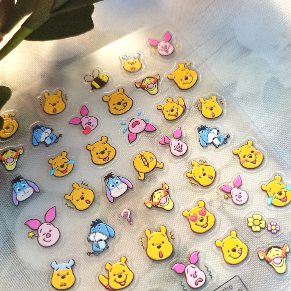 1 sheet Winnie the Pooh Disney New 5D Relief Nail Art Stickers Nail Decals for Manicure fashion Design DIY Happy Accessories