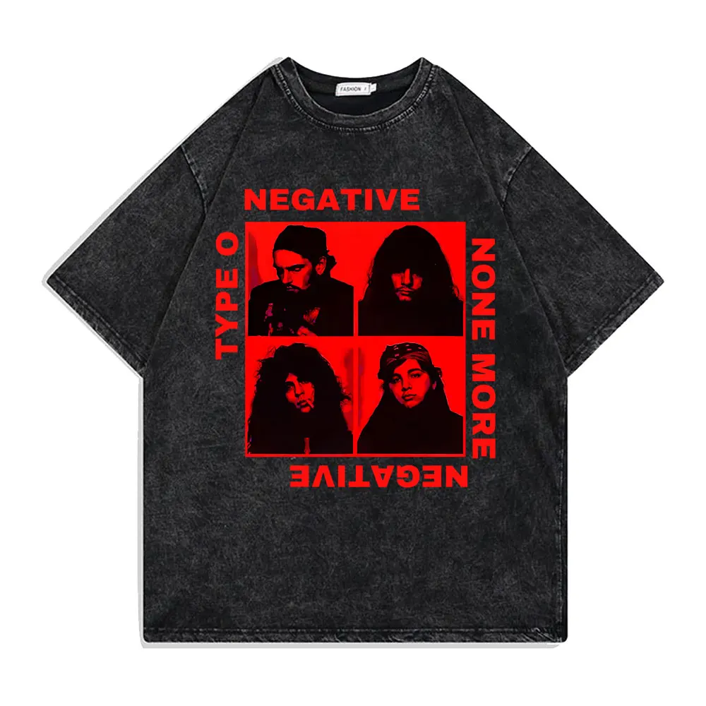 Washed Vintage Type O Negative Graphic T-shirts Men Women Clothing Retro Rock Metal Gothic T-shirt Male Oversized Cotton T Shirt