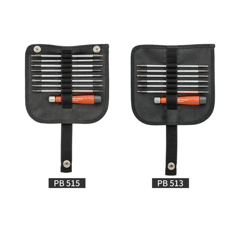 PB Swiss Tools PB 510 513 515 Precision Screwdriver Set with Dual Blades, Replaceable Leather Roll-up Case