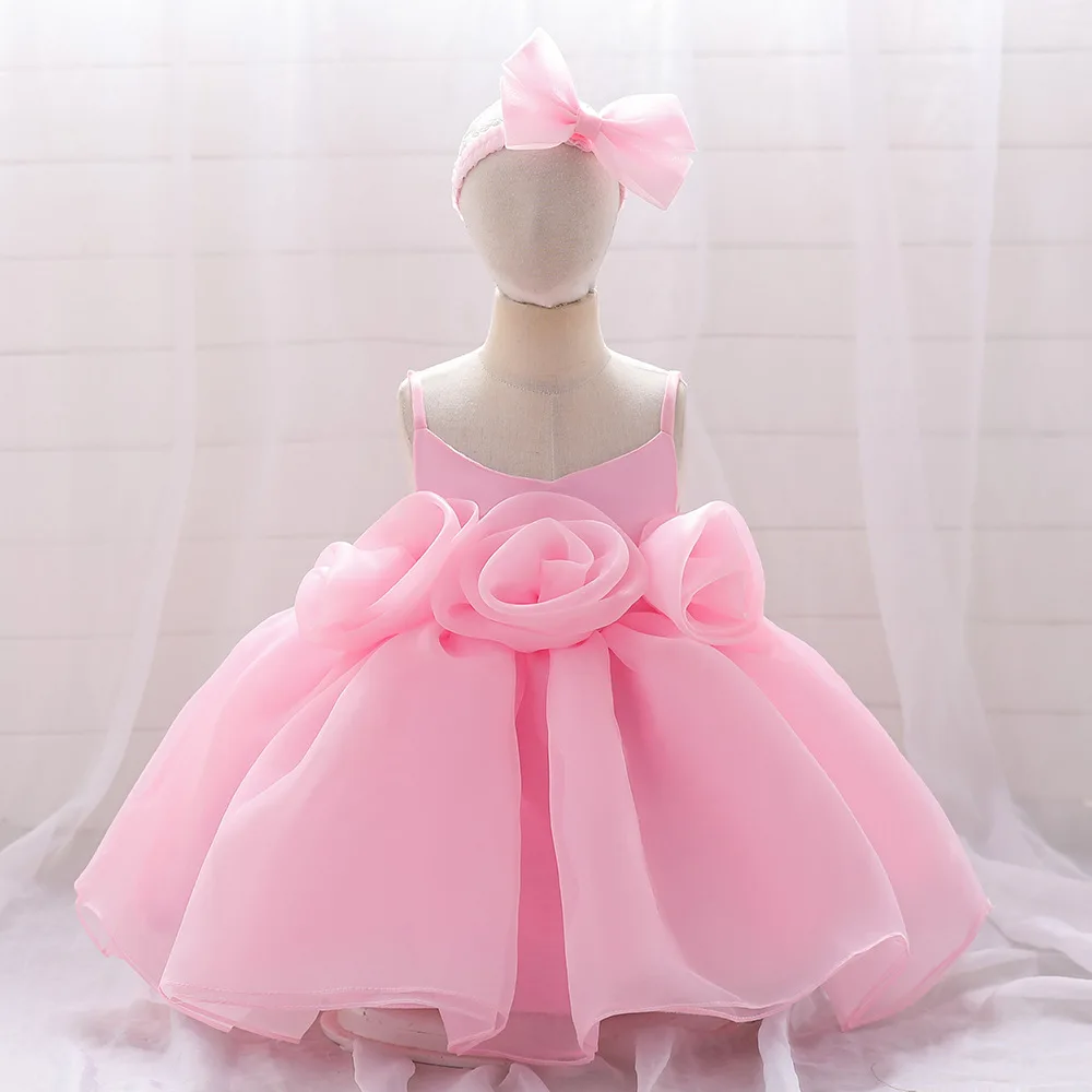 Infant Evening Gown New Year 2024 Cute Flower Mesh Tutu Skirt Spanish Style Dress Halloween Christmas Party 12M 18M 24M 36M