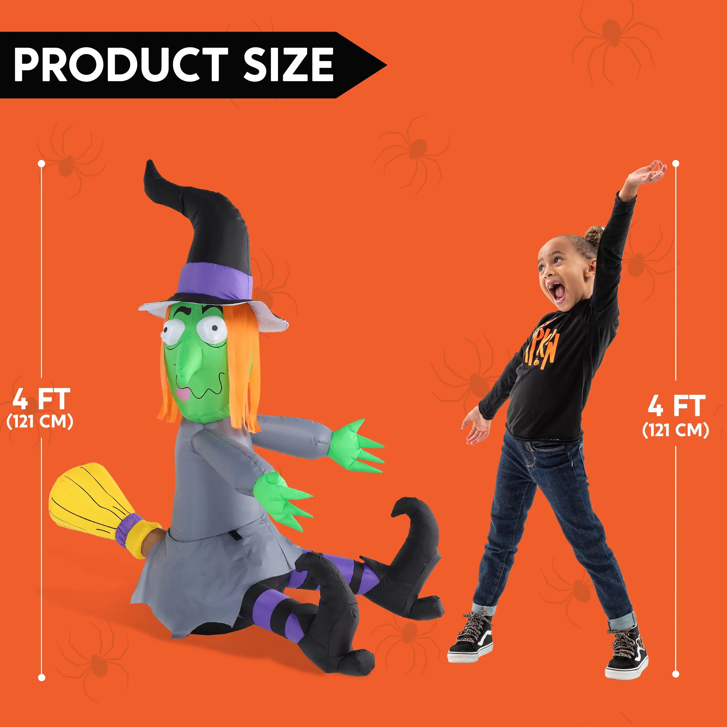 Joyfy 4 أقدام الهالوين نفخ الساحرة في الهواء الطلق تحطم في شجرة الزينة تفجير المطاطية زينة ساحة الهالوين #5