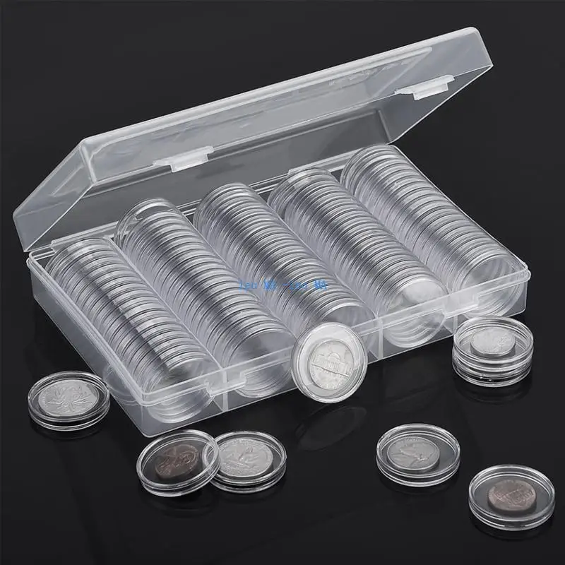 

E15B 100 PCS 30mm Coin Holder Capsules 5 Sizes EVA Protect Gasket Round Coin for Case