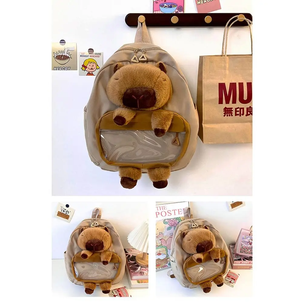 Casual Nylon Capybara Backpack Large Capacity Travel Backpack School Bag Laptop Backpack