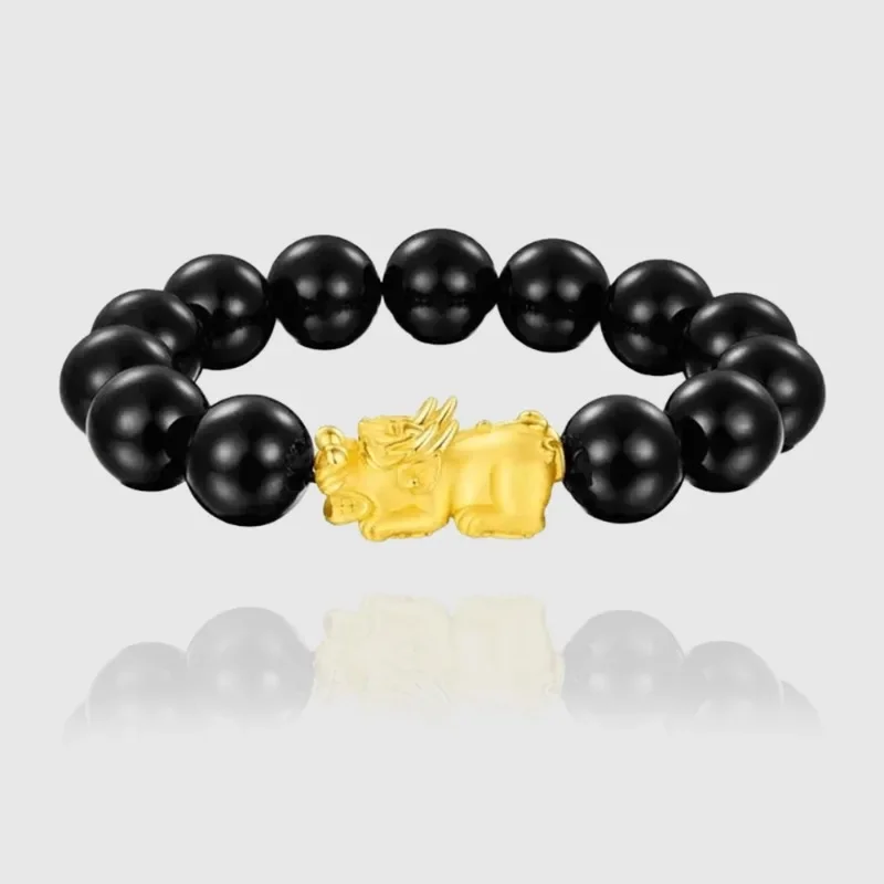 

Gold bracelet Rui animal Pixiu transfer bead bracelet Pixiu agate bracelet men