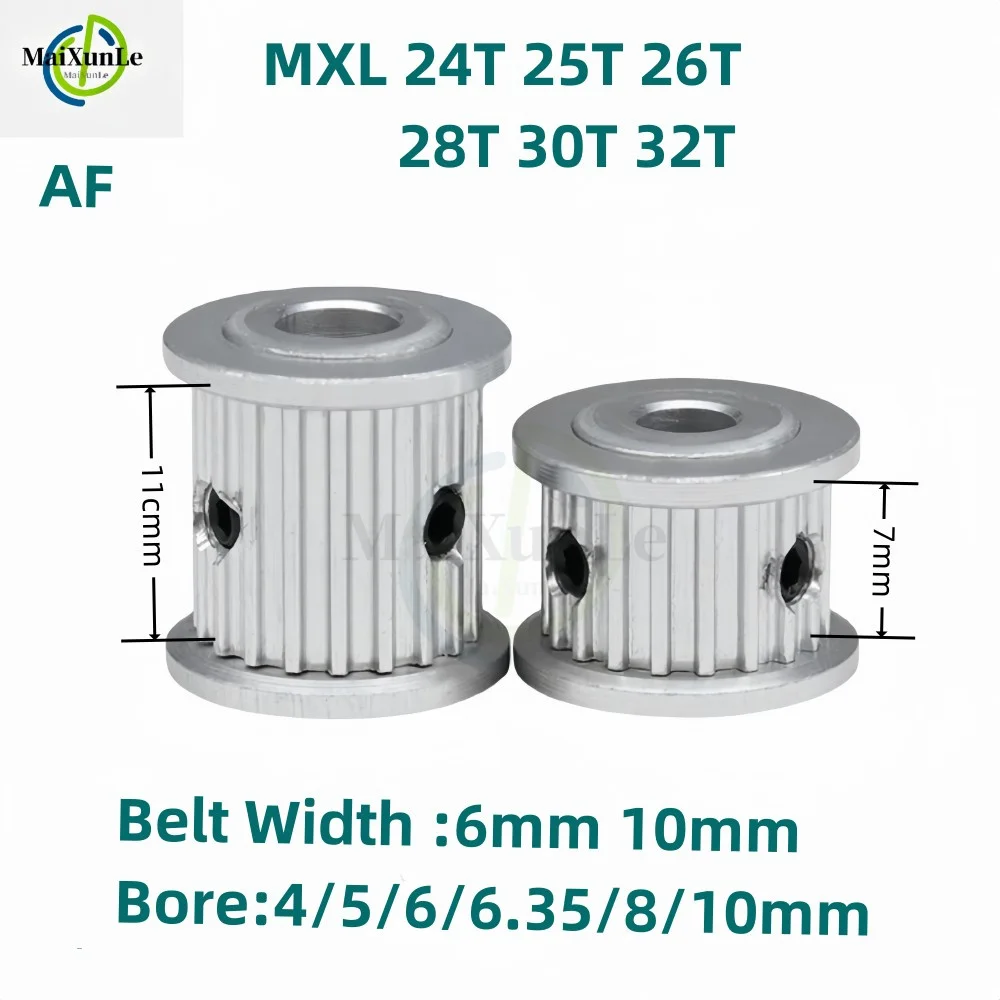 

MXL AF-type 24T 25T 26T 28T 30T 32T Teeth Timing Pulley, Bore 4~12.7mm For Bandwidth 6mm 10mm Synchronous Belt Pitch 2.032mm