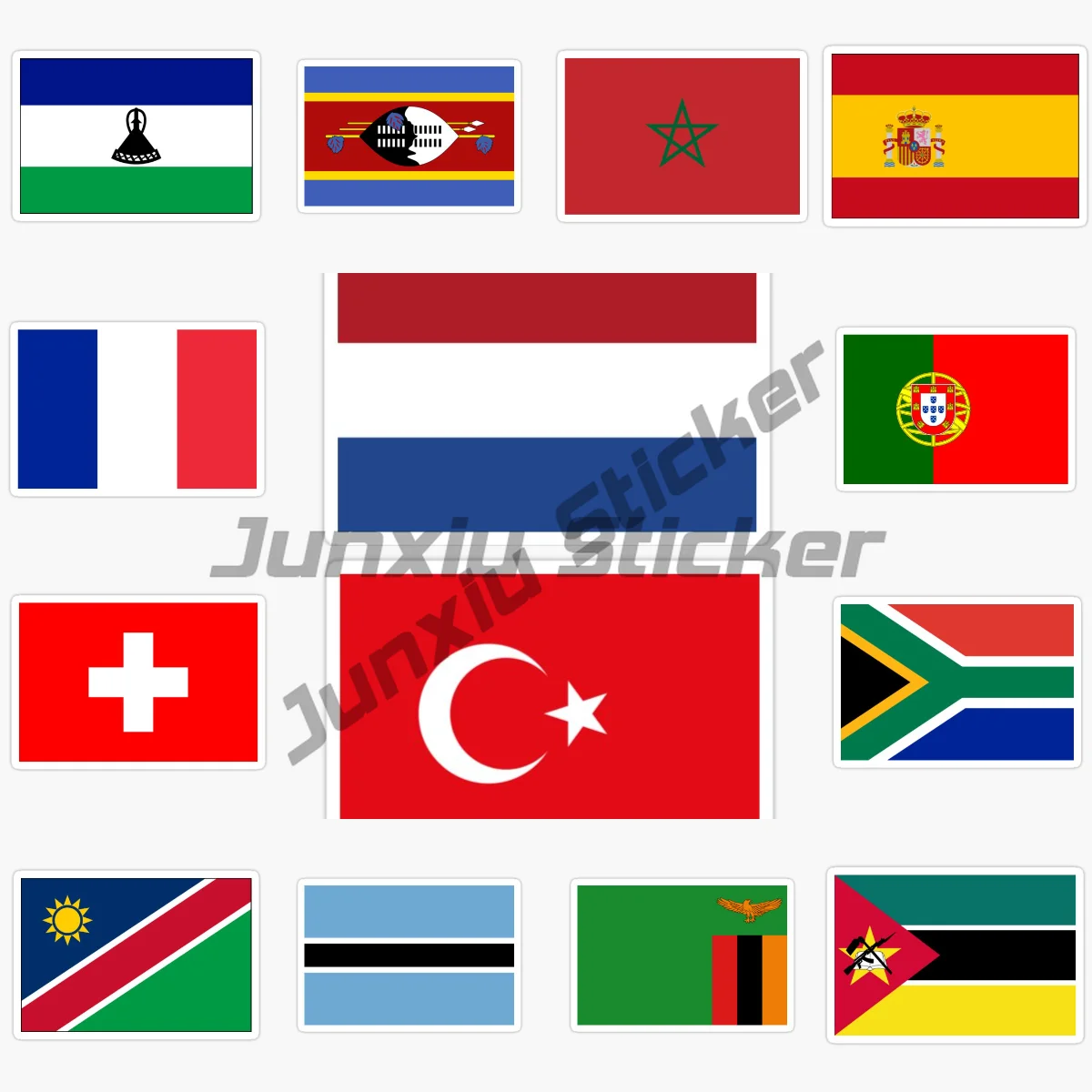 

Türkiye South Africa Namibia Botswana Zambia Mozambique Lesotho Rectangular National Flag Car Sticker Vinyl Self-adhesive Decal