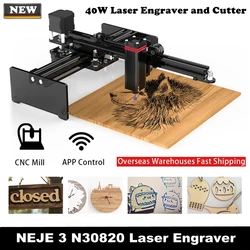 NEJE 3 40W Desktop Mini Laser Engraver DIY Logo Laser Gravur Mark Drucker mit Rolle Schutz Drahtlose APP Control