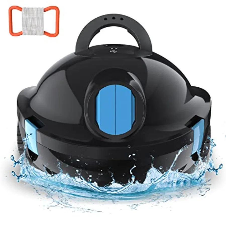 Automatic Pool Vacuum Y10 for above/inground pools up to 65ft/1100 sq.ft ABS plastic black 120-min runtime powerful suction sel