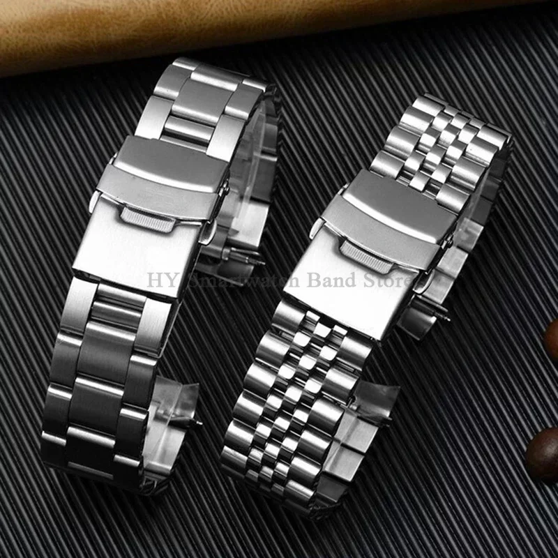 Solid Stainless Steel Bracelet for Seiko for Oyster for Jubilee 20mm 22mm Wrist Band Luxury Curved End Men Watch Band Accessory
