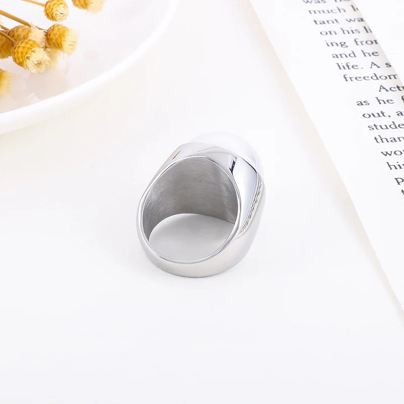 Elegant Plastic Imitation Pearl Beads Rings For Women Girl Stianless Steel Large Rings Fashion Luxury Jewelry Wedding Party Gift