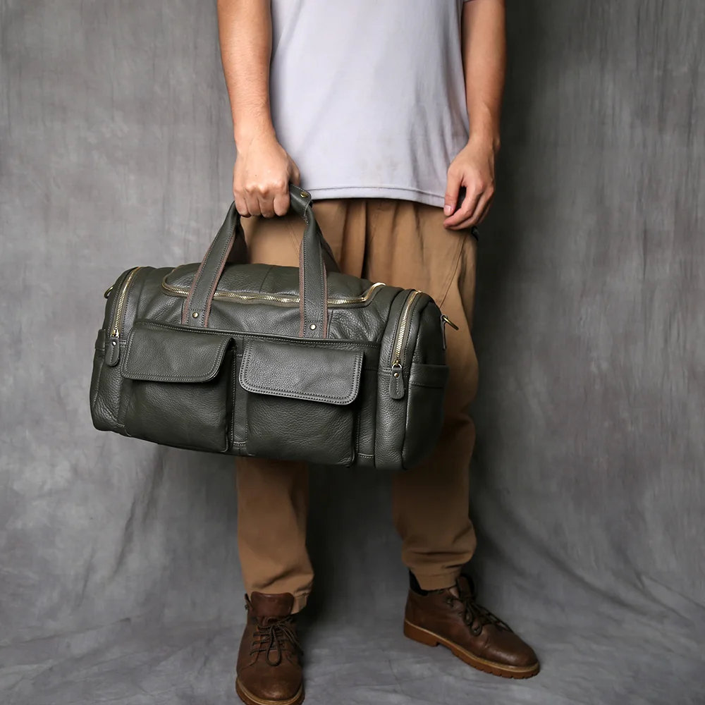 NZPJ Retro Herren Handgepäcktasche Leder Reisetasche Oberschicht Rindsleder Große Kapazität One Shoulder Messenger Bag Lässiger Laptop – Detail 28