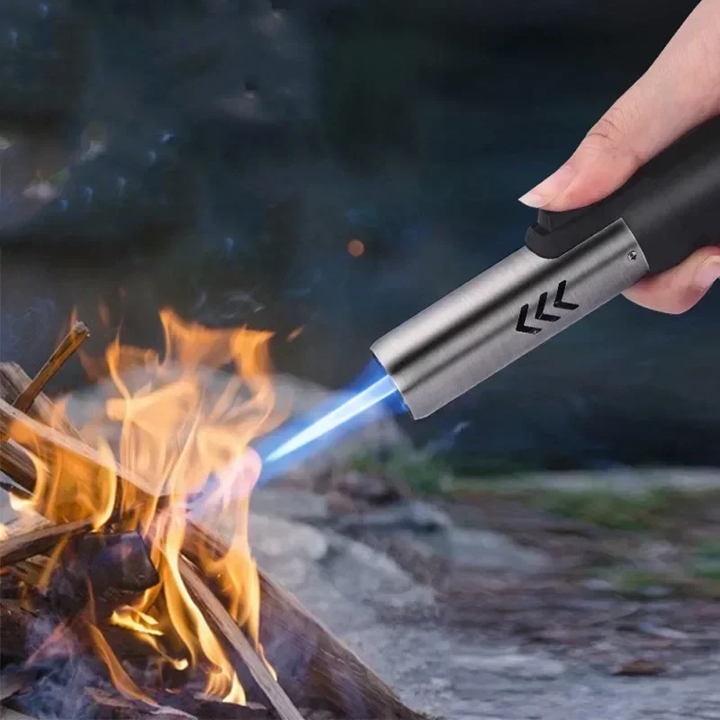 HONEST New Metal Windproof Direct Flame Gas Lighter Portable Turbo Torch Igniter Kitchen Outdoor Camping BBQ Lighter