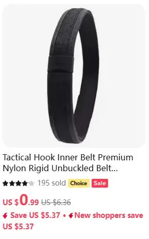 Taktischer Innengürtel aus Nylon, Starrer Gürtel ohne Schnalle, Verstellbarer Taillengürtel für Jagdzubehör und Outdoor-Sport – Detail 5