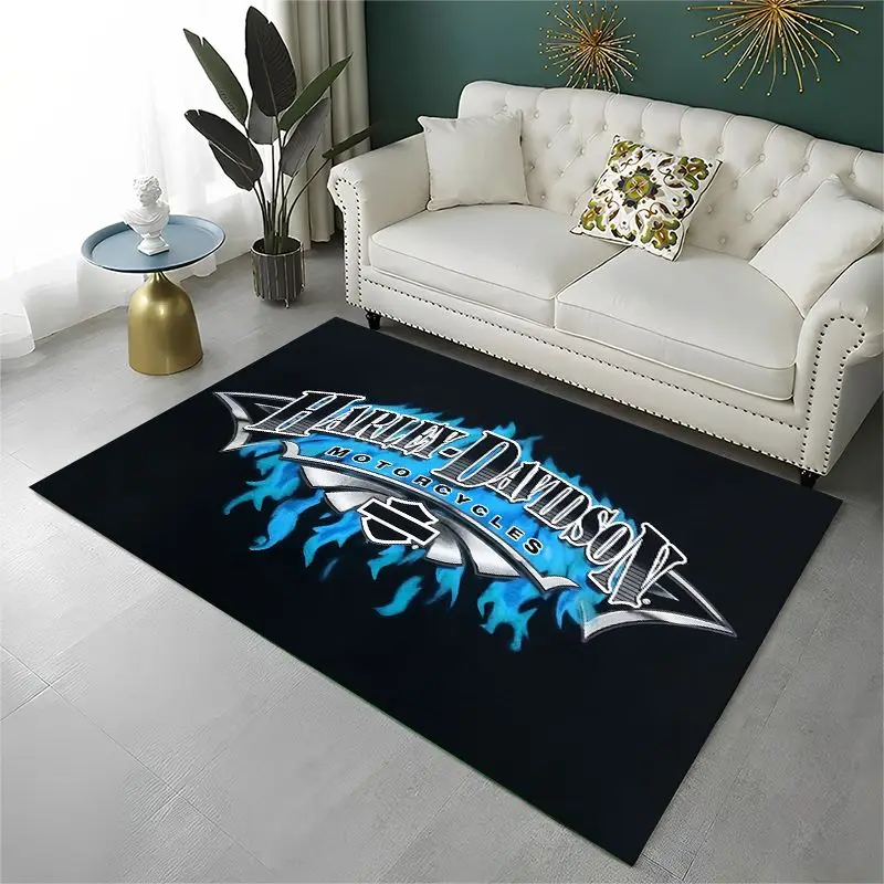 Retro H-Harleys Racing Moto Non-Slip Area Rug for Living Room,Bedroom,Playroom,Soft Carpet Floor Mat Home Decor Rug Kids Room view 6