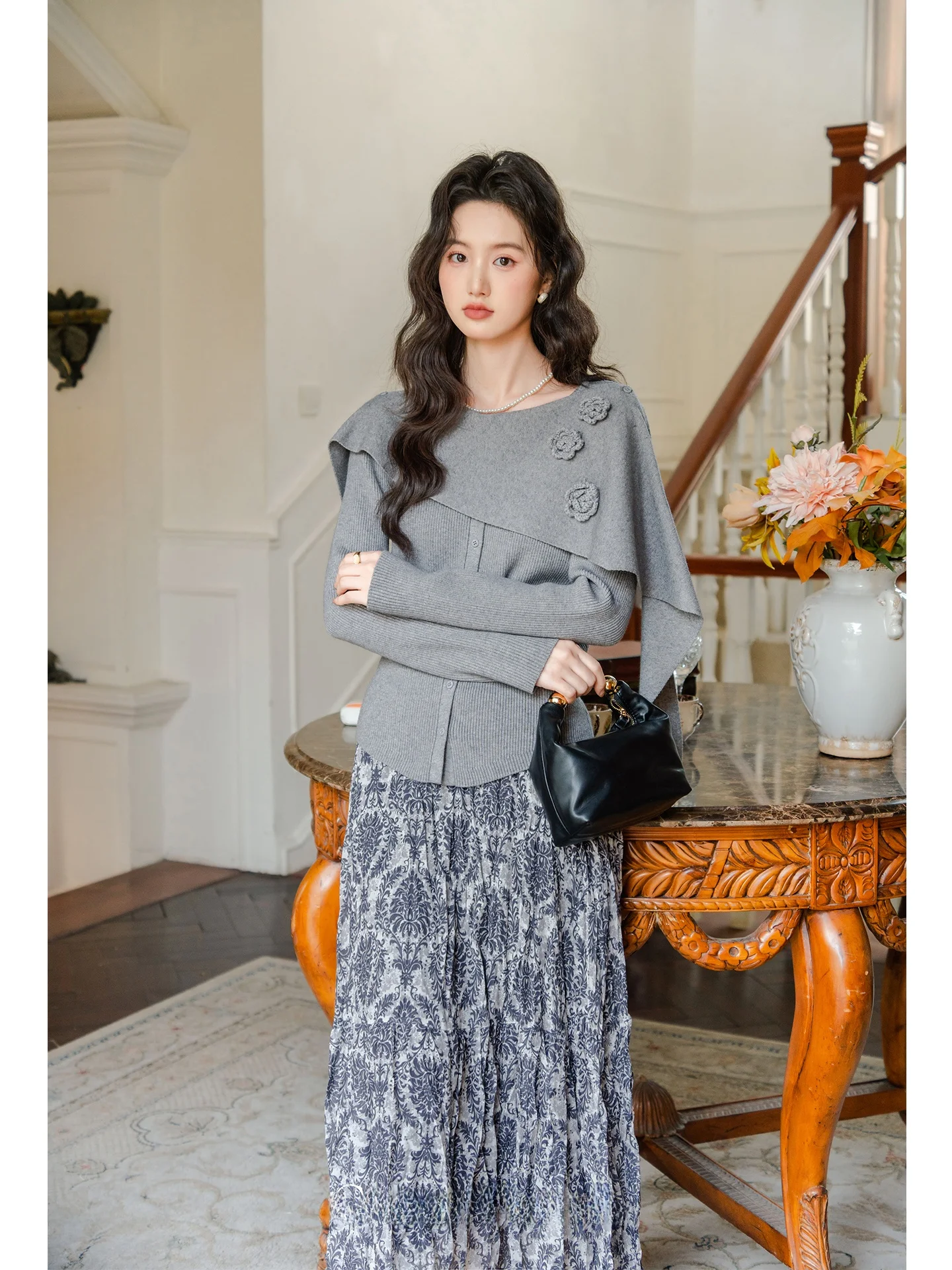 

Ele Knitted Sweater awl for Women in Apricot White Unique Design Winter Faion Polyester Fiber Long Sve Coat Sle