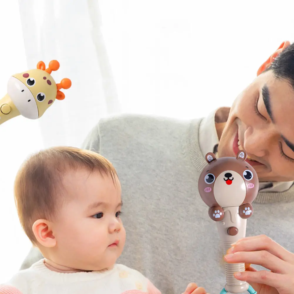 

1Pcs Infant Rattle Plaything Sound Light Feature Strong Plastic Material Attractive Animal Form Easy-to-Hold Handle Toddler