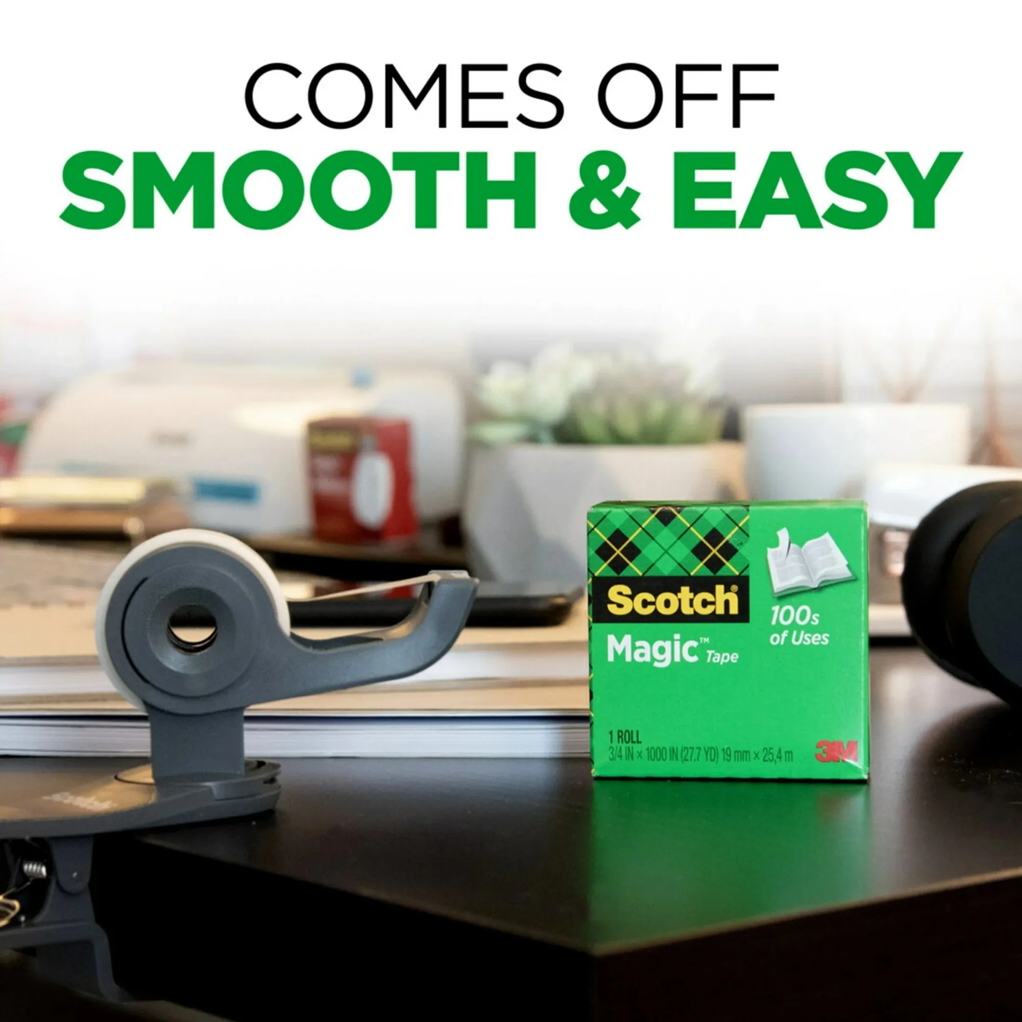 شريط، شفاف، 3/4 بوصة × 1000 بوصة، 6 لفات مع موزع أسود